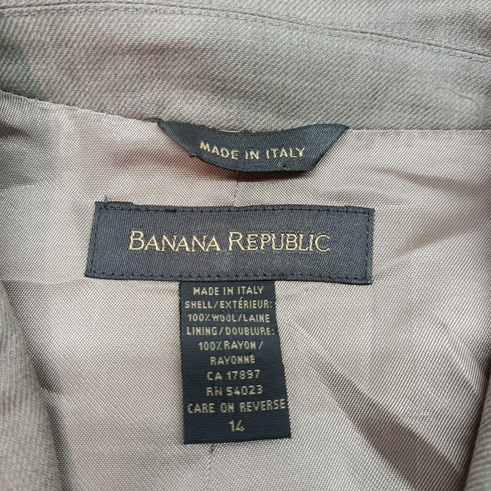 Banana Republic Women's Gray Blazer 100% Wool 14 Italy Formal Preppy Career - Picture 2 of 5
